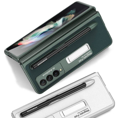 Luxury Leather Cover With Pen Slot Holder - Samsung Z Fold3 5G Phone Case Samsung Galaxy Z Fold 3 Case