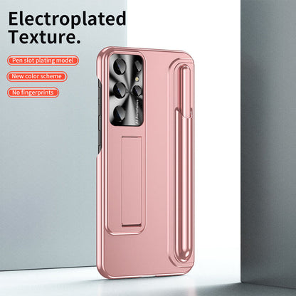 Newest Magnetic Bracket Electroplated Phone Case For Samsung Galaxy S23 Series With Pen&Pen Slot