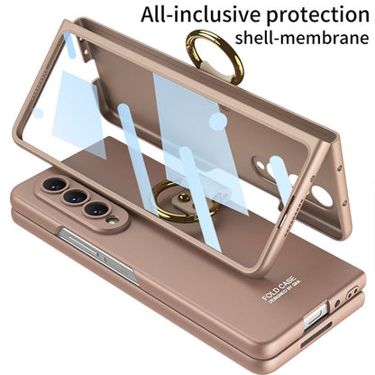 Samsung Galaxy Z Fold 4 5G Ultra-thin All-inclusive Ring Holder Protective Cover With Tempered Glass Screen Samsung Cases
