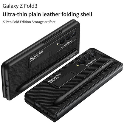Luxury Leather Cover With Pen Slot Holder - Samsung Z Fold3 5G Phone Case Samsung Galaxy Z Fold 3 Case
