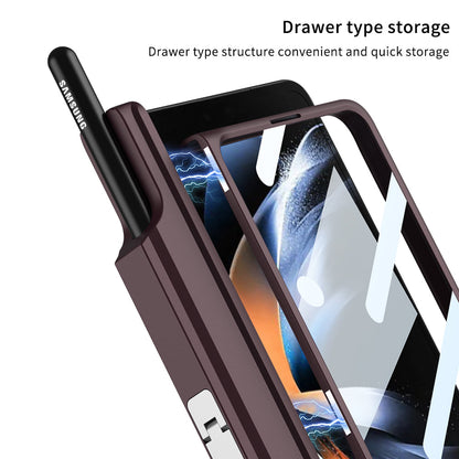 Magnetic Magsafe Wireless Charge Toughened Film Integrated Case With Bracket Pen Box For Samsung Galaxy Z Fold 4 5G Samsung Cases