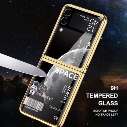 Space Luxury Plating Frame Anti-knock Protection Glass Case For Samsung Galaxy Z Flip3 Samsung Galaxy Z Flip 3 Case