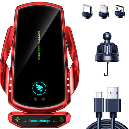 Wireless Car Charger Mount 15W Qi Fast Charging Auto Clamping Air Vent Cell Phone Holder Bracket Compatible with All Apple iPhone Android Smartphone Telephony