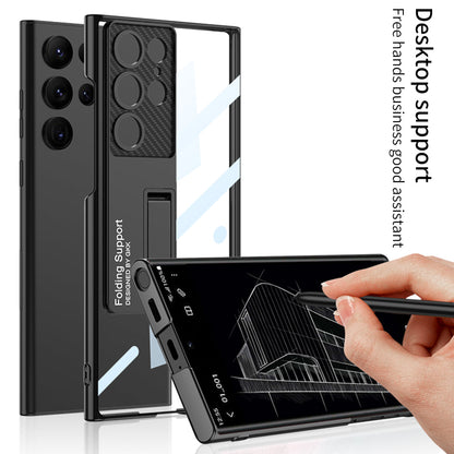 Electroplated Clear Phone Case With Invisible Bracket For Samsung Galaxy S23 S22 Ultra Plus - mycasety2023 Mycasety