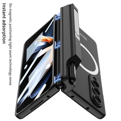 Magnetic Magsafe Wireless Charge Toughened Film Integrated Case With Bracket Pen Box For Samsung Galaxy Z Fold 4 5G Samsung Cases