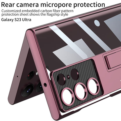 Magnetic Bracket Electroplated Clear Phone Case For Samsung Galaxy S23 Ultra Plus pphonecover