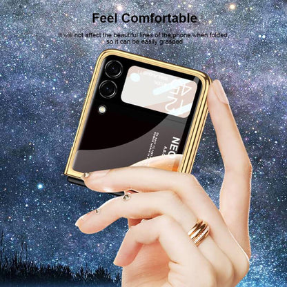 Space Luxury Plating Frame Anti-knock Protection Glass Case For Samsung Galaxy Z Flip3 Samsung Galaxy Z Flip 3 Case