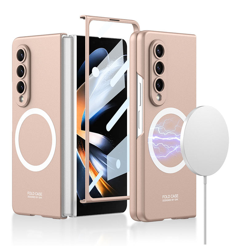 Ultra-thin Protection Magnetic Wireless Charging Phone Case For Samsung Galaxy Z Fold4 Fold3 5G Case With Back Screen Glass Protector Samsung Cases
