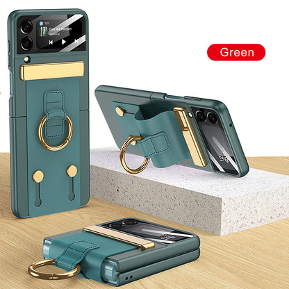 Newest Wristband Ring Buckle With Tempered Glass Protector Galaxy Z Flip3 Flip4 Phone Case Samsung Cases