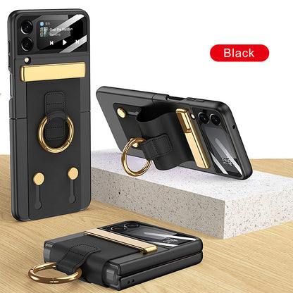 Newest Wristband Ring Buckle With Tempered Glass Protector Galaxy Z Flip3 Flip4 Phone Case Samsung Cases