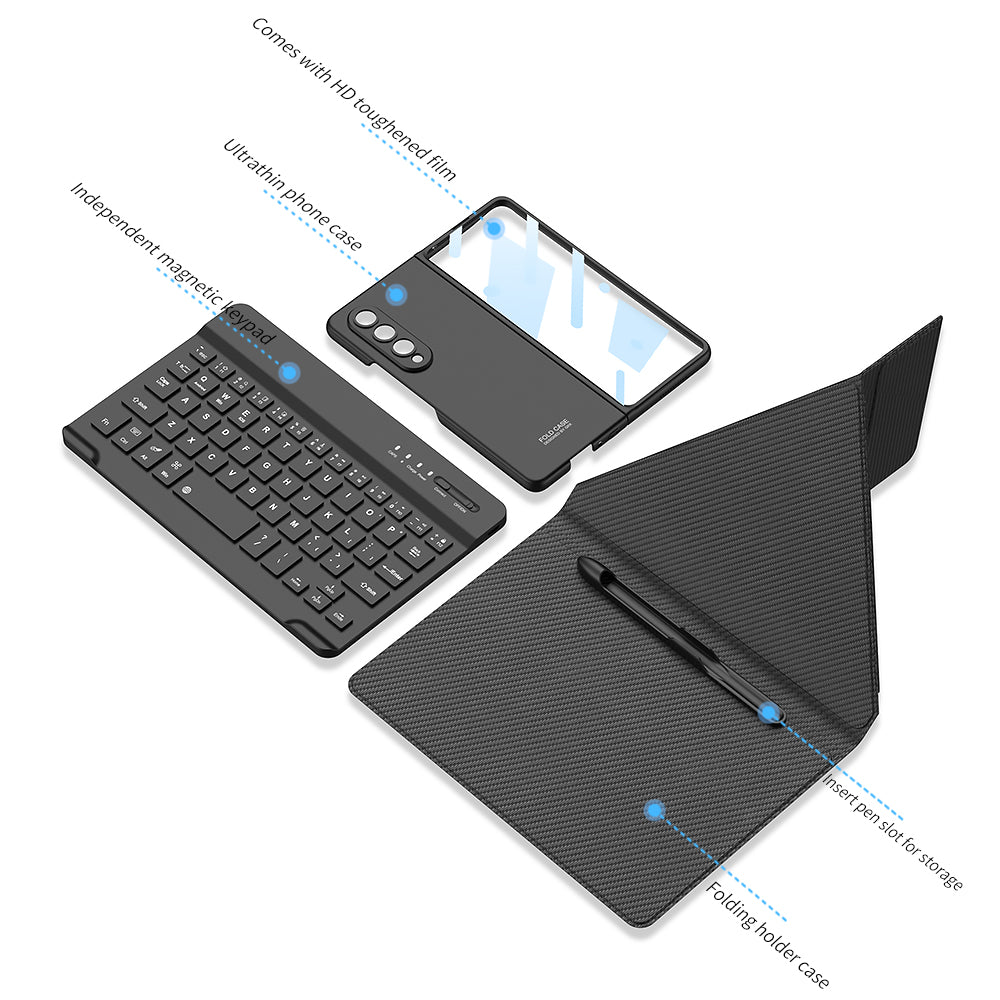 Newest Bluetooth 3.0 Keyboard Magnetic Folding Bracket All-inclusive Leather Cover For Samsung Galaxy Z Fold3 Fold4 5G Samsung Cases