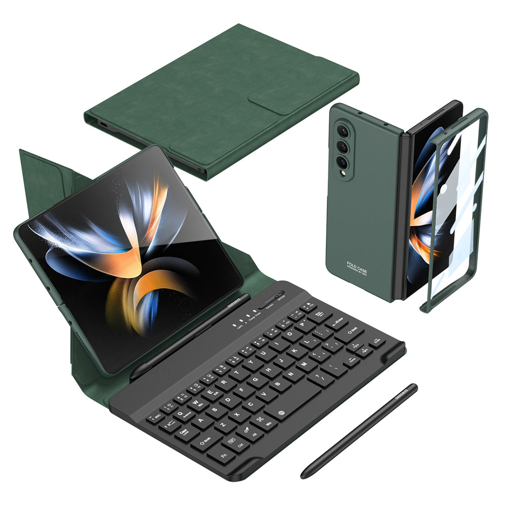 Newest Bluetooth 3.0 Keyboard Magnetic Folding Bracket All-inclusive Leather Cover For Samsung Galaxy Z Fold3 Fold4 5G Samsung Cases