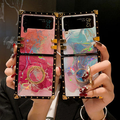 Marble Colorful Ring Phone Case for Samsung Galaxy Z Flip4 Flip3 - GiftJupiter