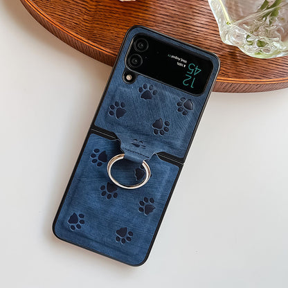 Newest Cat's Claw Embossed Galaxy Z Flip3 Flip4 Phone Case With Ring Samsung Cases
