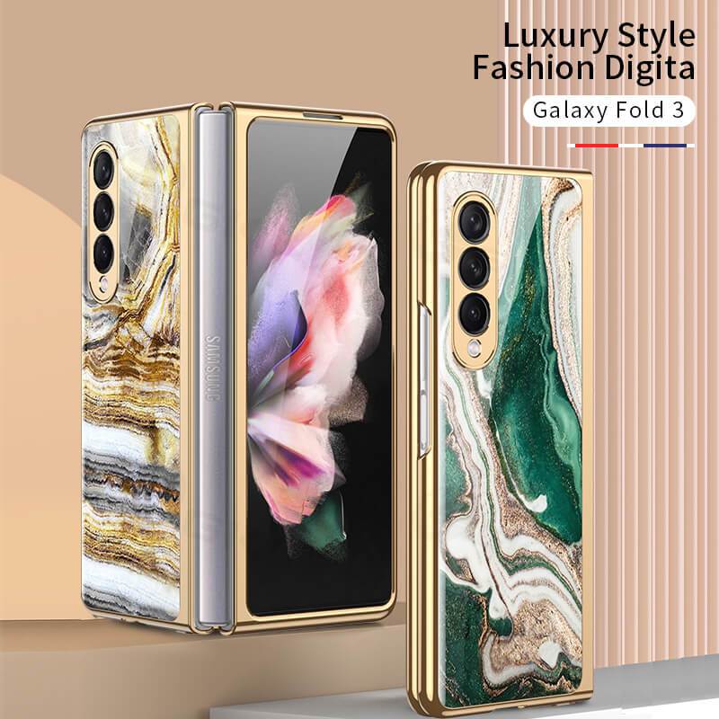 Luxury Marble Glass - Samsung Galaxy Z Fold 3 5G Phone Case Samsung Galaxy Z Fold 3 Case