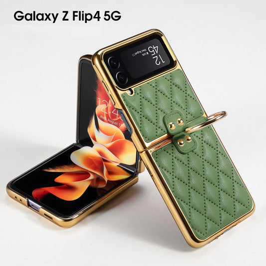 Luxury Leather Electroplating Diamond Protective Cover For Samsung Galaxy Z Flip 4 5G Samsung Cases