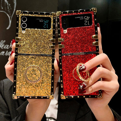 Glitter Diamond Ring Phone Case for Samsung Galaxy Z Flip4 Flip3 Samsung Cases