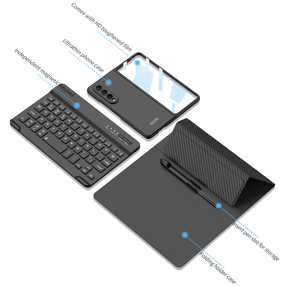 Newest Bluetooth 3.0 Keyboard Magnetic All-inclusive Leather Cover For Samsung Galaxy Z Fold3 Fold4 5G Come With keyboard+Holster Bracket+Phone Case+Capacitive Pen Samsung Cases