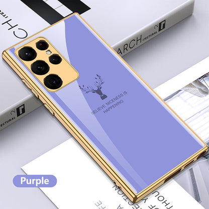 Luxury Deer Pattern Camera All-inclusive Electroplating Process Case For Samsung S22 S21 Series Samsung Case