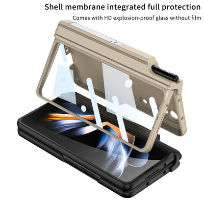 Magnetic Magsafe Wireless Charge Toughened Film Integrated Case With Bracket Pen Box For Samsung Galaxy Z Fold 4 5G Samsung Cases