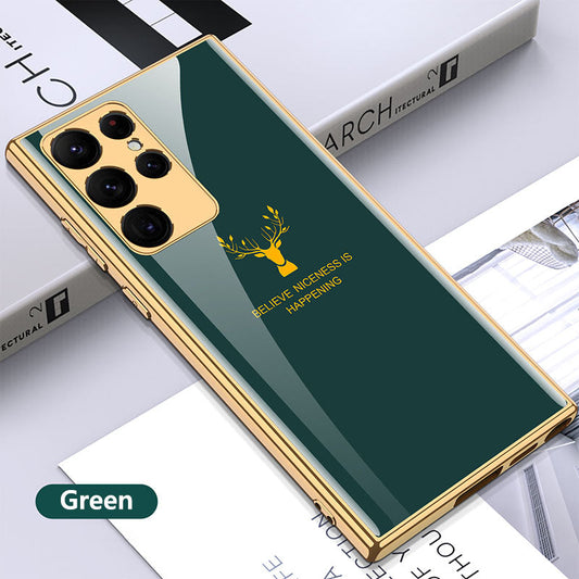 Luxury Deer Pattern Camera All-inclusive Electroplating Process Case For Samsung S22 S21 Series Samsung Case