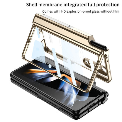 Magnetic Magsafe Wireless Charge Electroplated Pen Box Bracket Phone Case For Samsung Galaxy Z Fold 4 5G Samsung Cases