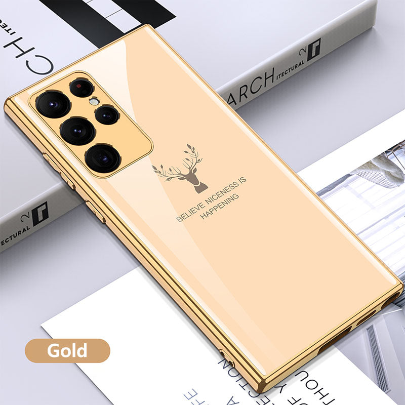 Luxury Deer Pattern Camera All-inclusive Electroplating Process Case For Samsung S22 S21 Series Samsung Case