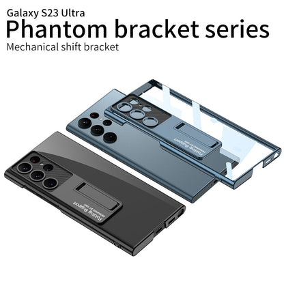 Magnetic Bracket Electroplated Clear Phone Case For Samsung Galaxy S23 Ultra Plus pphonecover