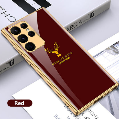 Luxury Deer Pattern Camera All-inclusive Electroplating Process Case For Samsung S22 S21 Series Samsung Case