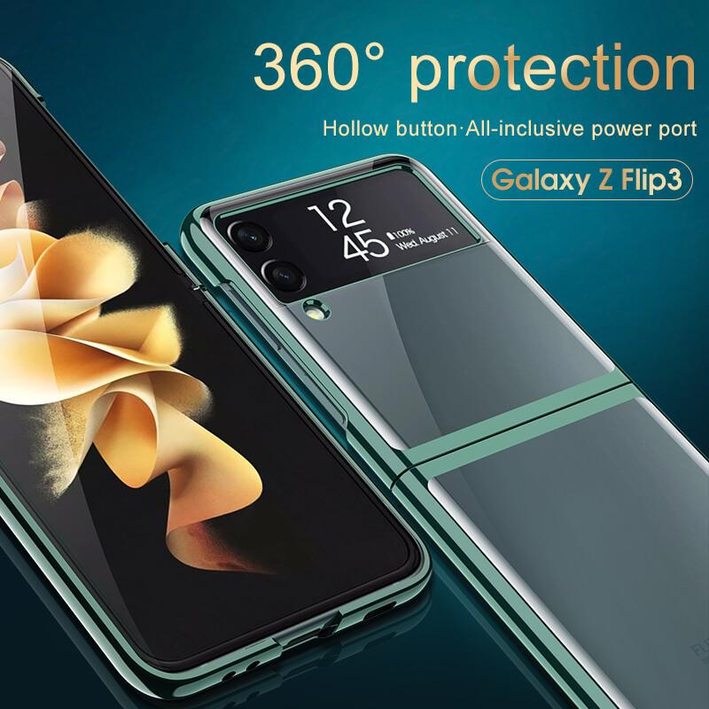 Plating Frame Transparent Back Hard Shockproof Full Protection - Samsung Galaxy Z Flip3 5G Phone Case Samsung Galaxy Z Flip 3 Case