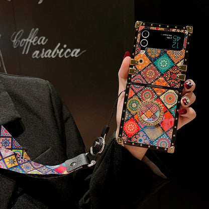 Retro Boho Style Ring Case With Lanyard for Samsung Galaxy S22 S21 Ultra Plus Samsung Cases