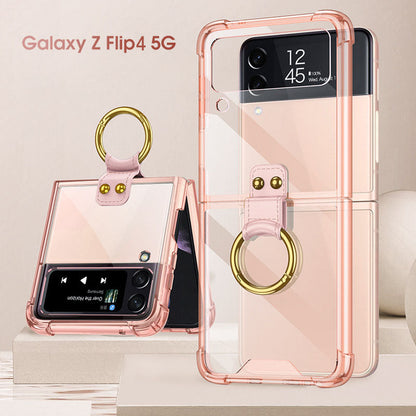 NEWEST Transparents Airbag Ring Holder Anti-knock Protection Cover For Samsung Galaxy Z Flip4 Flip3 5G Samsung Cases