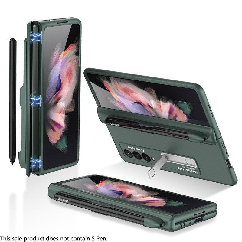 Magnetic Frame Plastic Stand All-included Case With S Pen Slot For Samsung Galaxy Z Fold 3 5G Samsung Galaxy Z Fold 3 Case