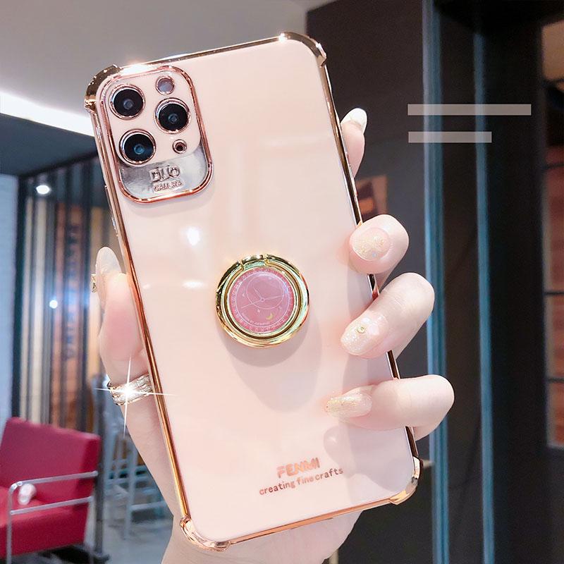 Luxury Electroplated Gold Plating Glitter Case with Ring Holder iPhone Case