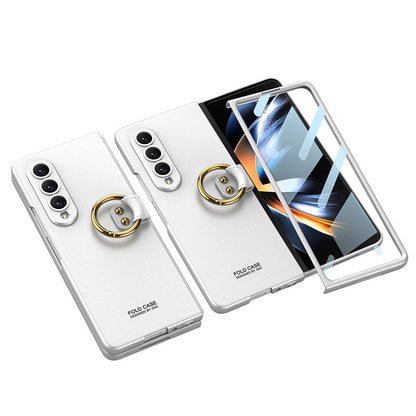 Samsung Galaxy Z Fold 4 5G Ultra-thin All-inclusive Ring Holder Protective Cover With Tempered Glass Screen Samsung Cases