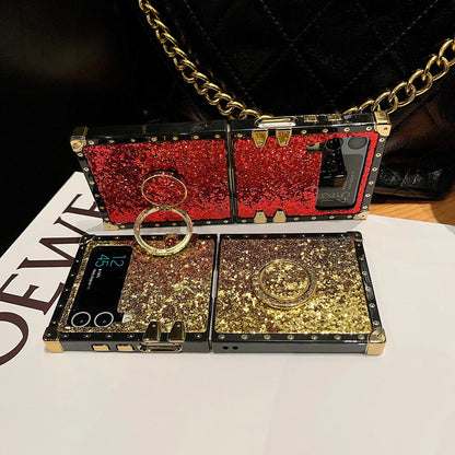 Glitter Diamond Ring Phone Case for Samsung Galaxy Z Flip4 Flip3 Samsung Cases