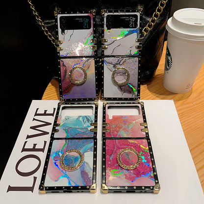 Marble Colorful Ring Phone Case for Samsung Galaxy Z Flip4 Flip3 - GiftJupiter