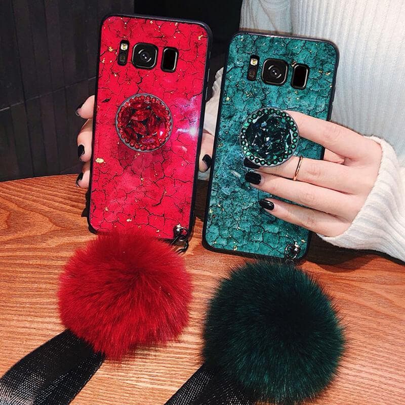 American Style Phone Case For Samsung Galaxy with Bracket/Fur Ball