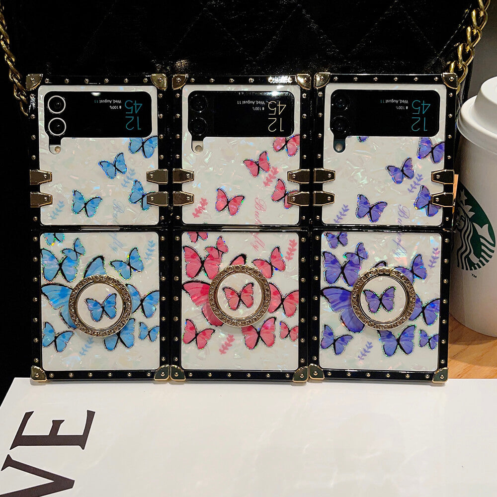 Butterfly Colorful Ring Phone Case for Samsung Galaxy Z Flip4 Flip3 - GiftJupiter