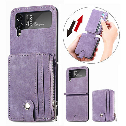 Wallet Case For Samsung Galaxy Z Flip4 Flip3 with Detachable Card Slot Kickstand Zipper Samsung Cases
