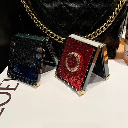 Glitter Diamond Ring Phone Case for Samsung Galaxy Z Flip4 Flip3 Samsung Cases