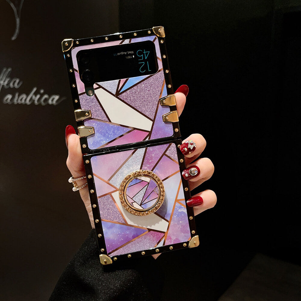 Splicing Glitter Ring Phone Case for Samsung Galaxy Z Flip4 Flip3 - GiftJupiter