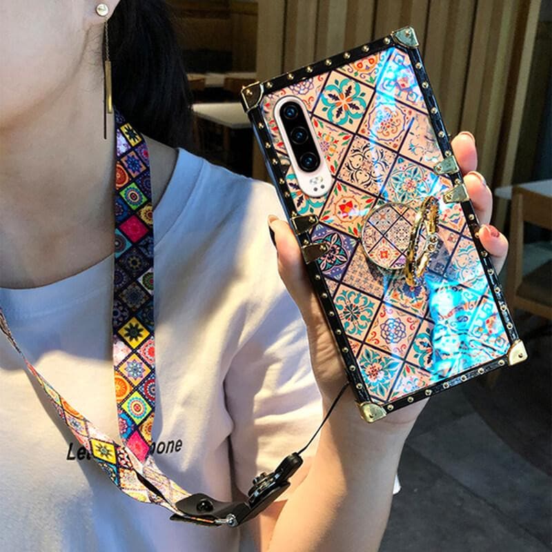 For iPhone 11 12 13 14 15 8 XS Square Case Fashion Printing Trunk Cover  Samusung | eBay