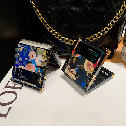 Stylish French Style Flower Ring Phone Case for Samsung Galaxy Z Flip4 Flip3 Samsung Cases