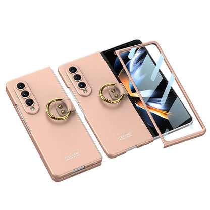 Samsung Galaxy Z Fold 4 5G Ultra-thin All-inclusive Ring Holder Protective Cover With Tempered Glass Screen Samsung Cases