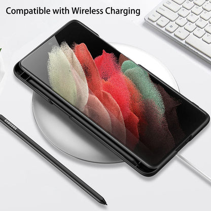 NEWEST Ultra-thin Magnetic Holder S Pen Slot Phone Case For S21 Ultra With Pen Samsung Cases