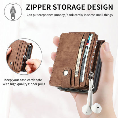 Wallet Case For Samsung Galaxy Z Flip4 Flip3 with Detachable Card Slot Kickstand Zipper Samsung Cases