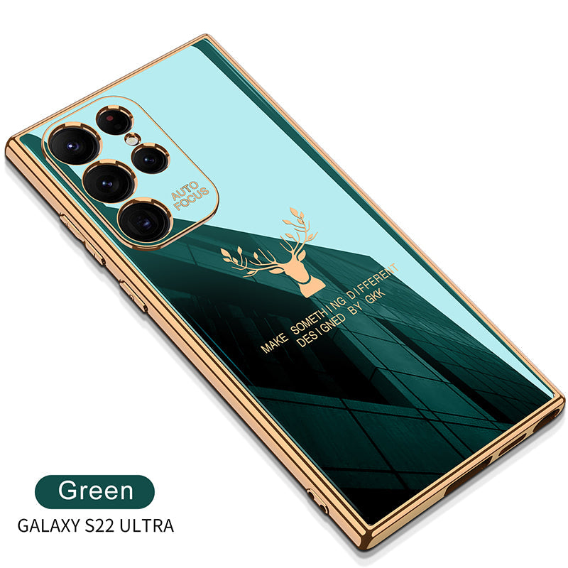 Luxury Deer Pattern Camera All-inclusive Electroplating Process Case For Samsung S22 S21 Series Samsung Case