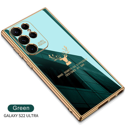 Luxury Deer Pattern Camera All-inclusive Electroplating Process Case For Samsung S22 S21 Series Samsung Case