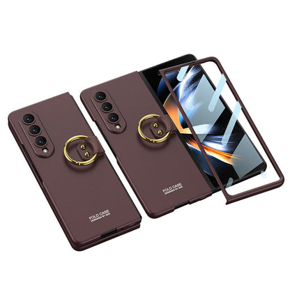 Samsung Galaxy Z Fold 4 5G Ultra-thin All-inclusive Ring Holder Protective Cover With Tempered Glass Screen Samsung Cases